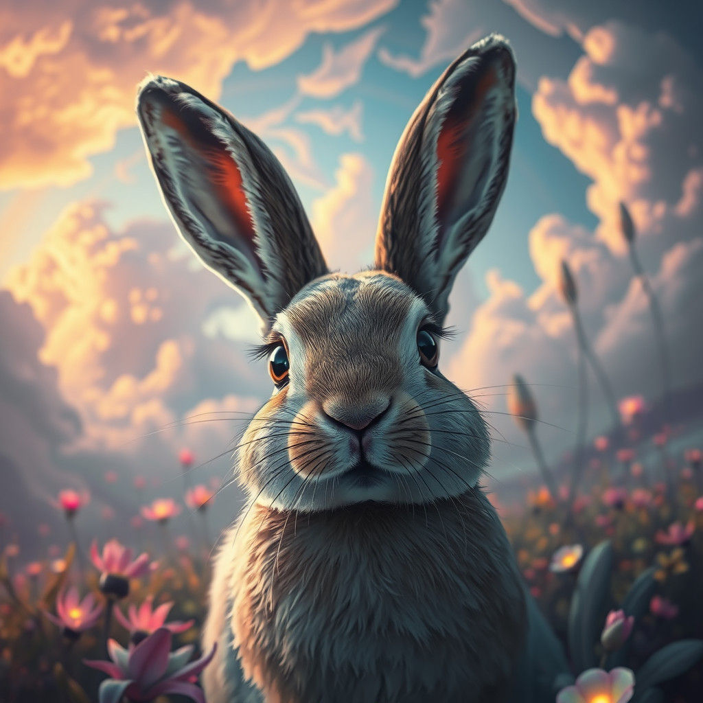 Rabbit in Biomechanical Landscape, Detailed Matte Painting