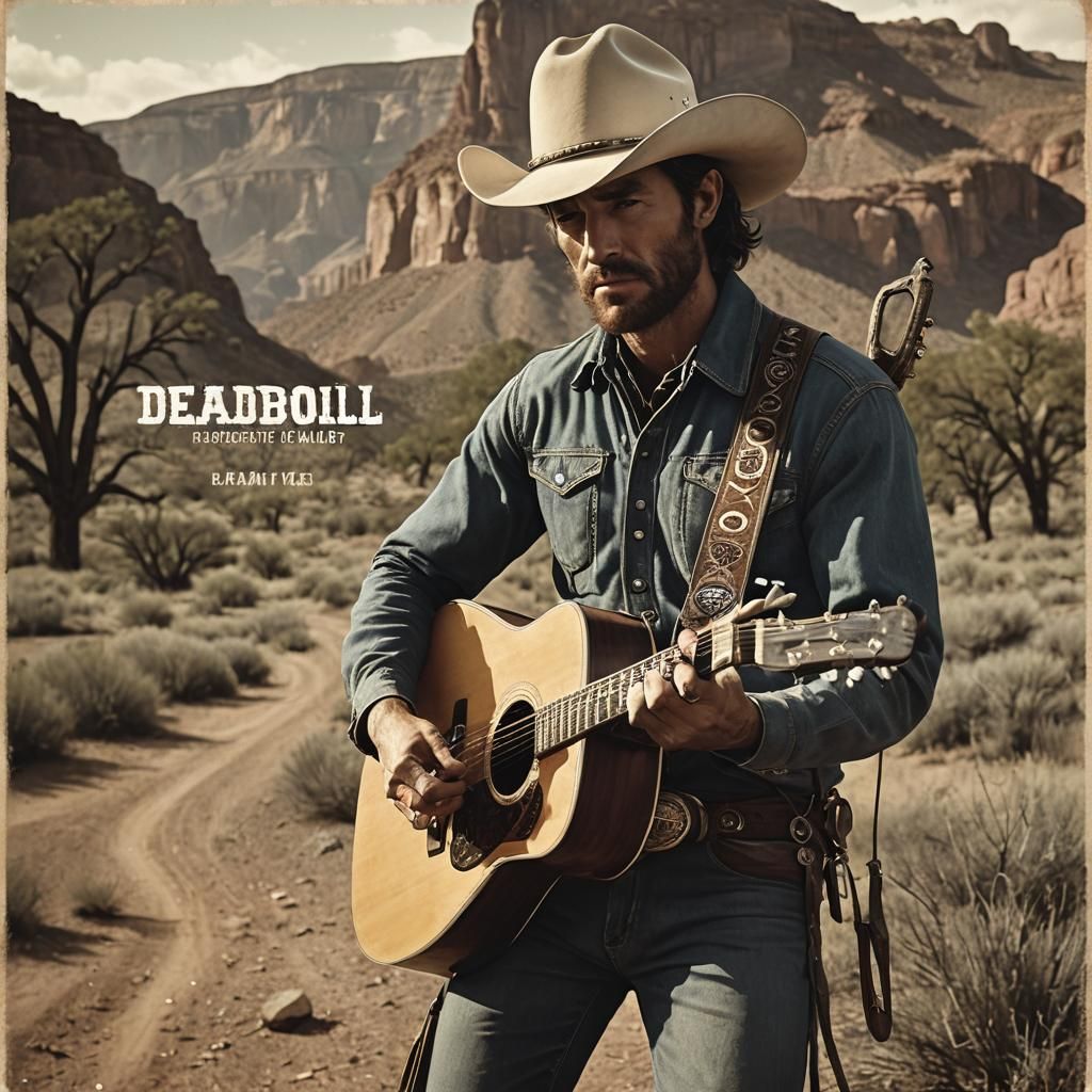 Vintage Country Album Cover: Cowboy with Guitar