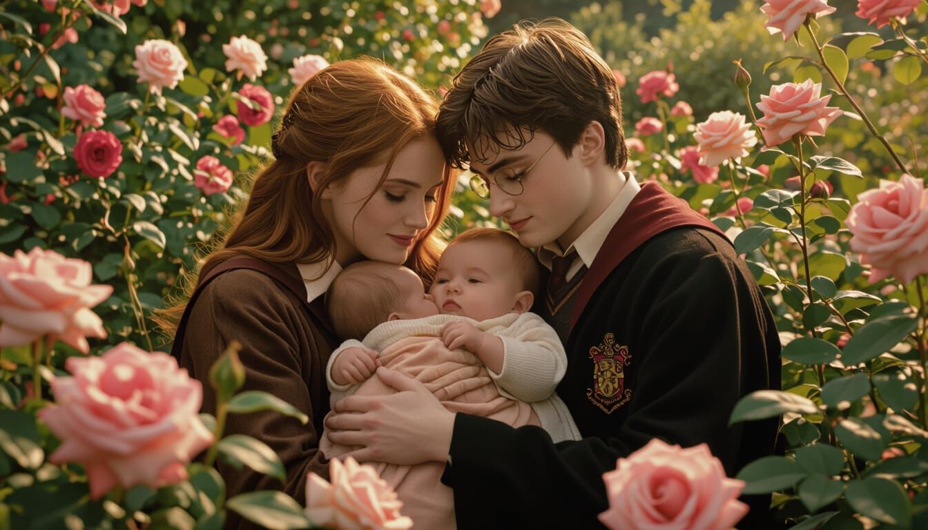 Harry and Ginny: Rose Garden Film Still in Dali Style