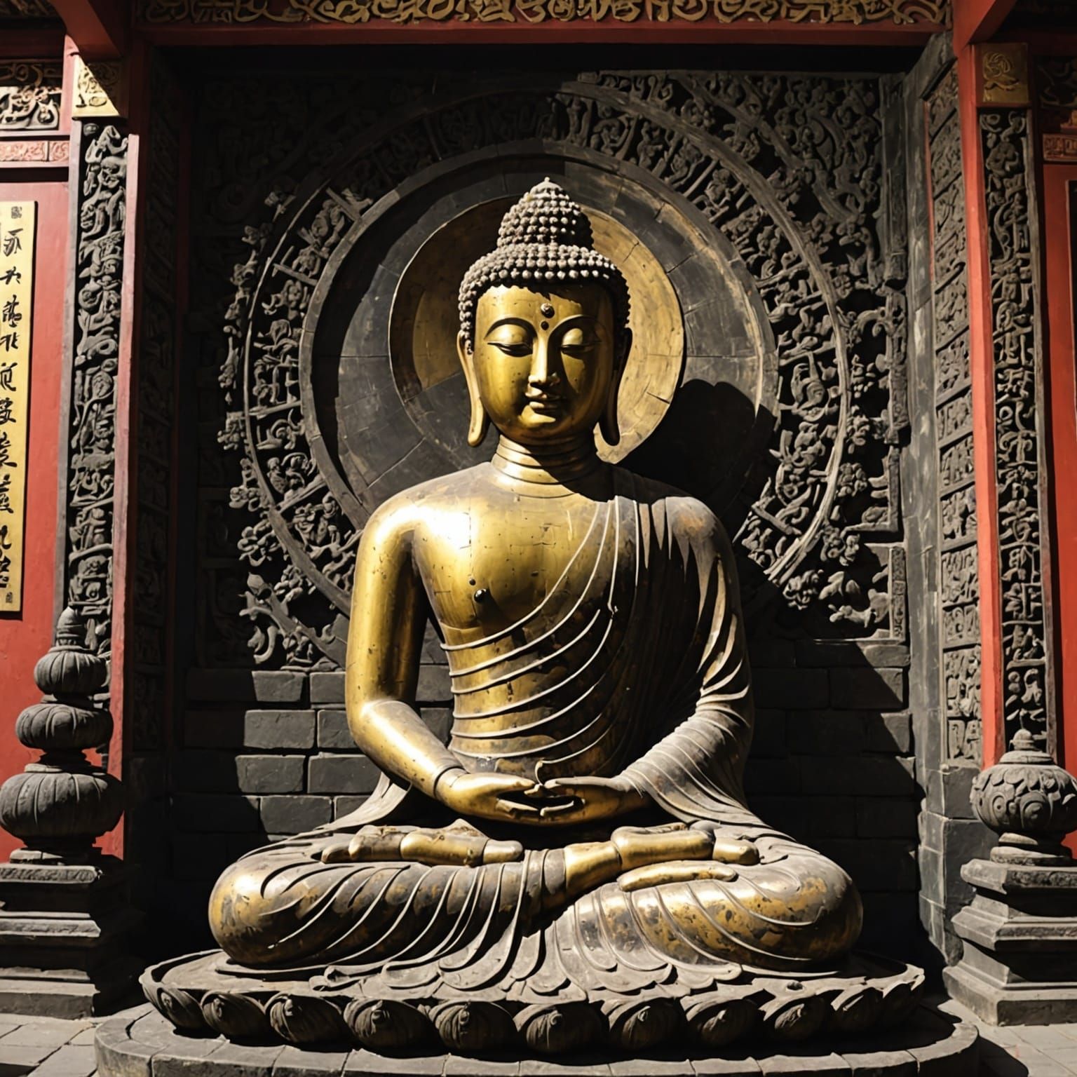 Surreal Buddhist Icon in 3D Anime Art Style