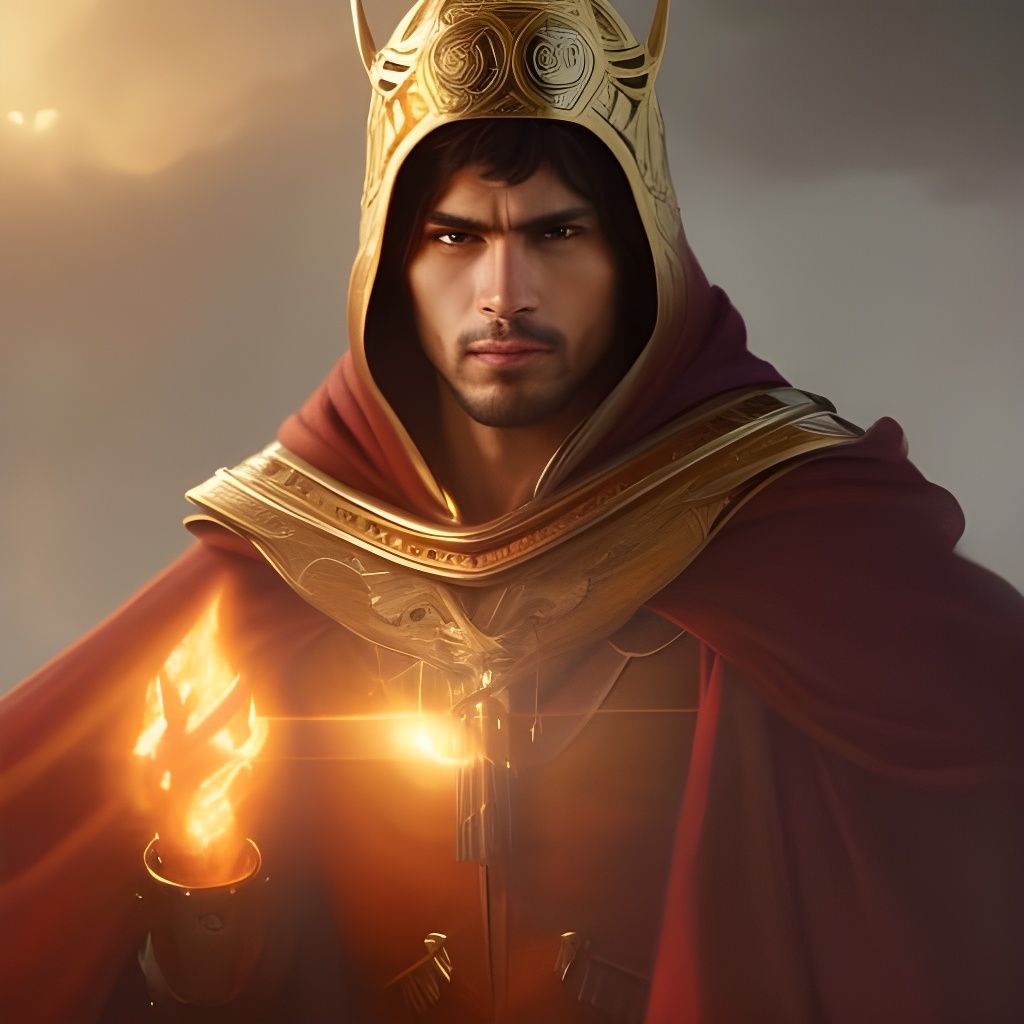 Native American Wizard Portrait in Art Nouveau Style