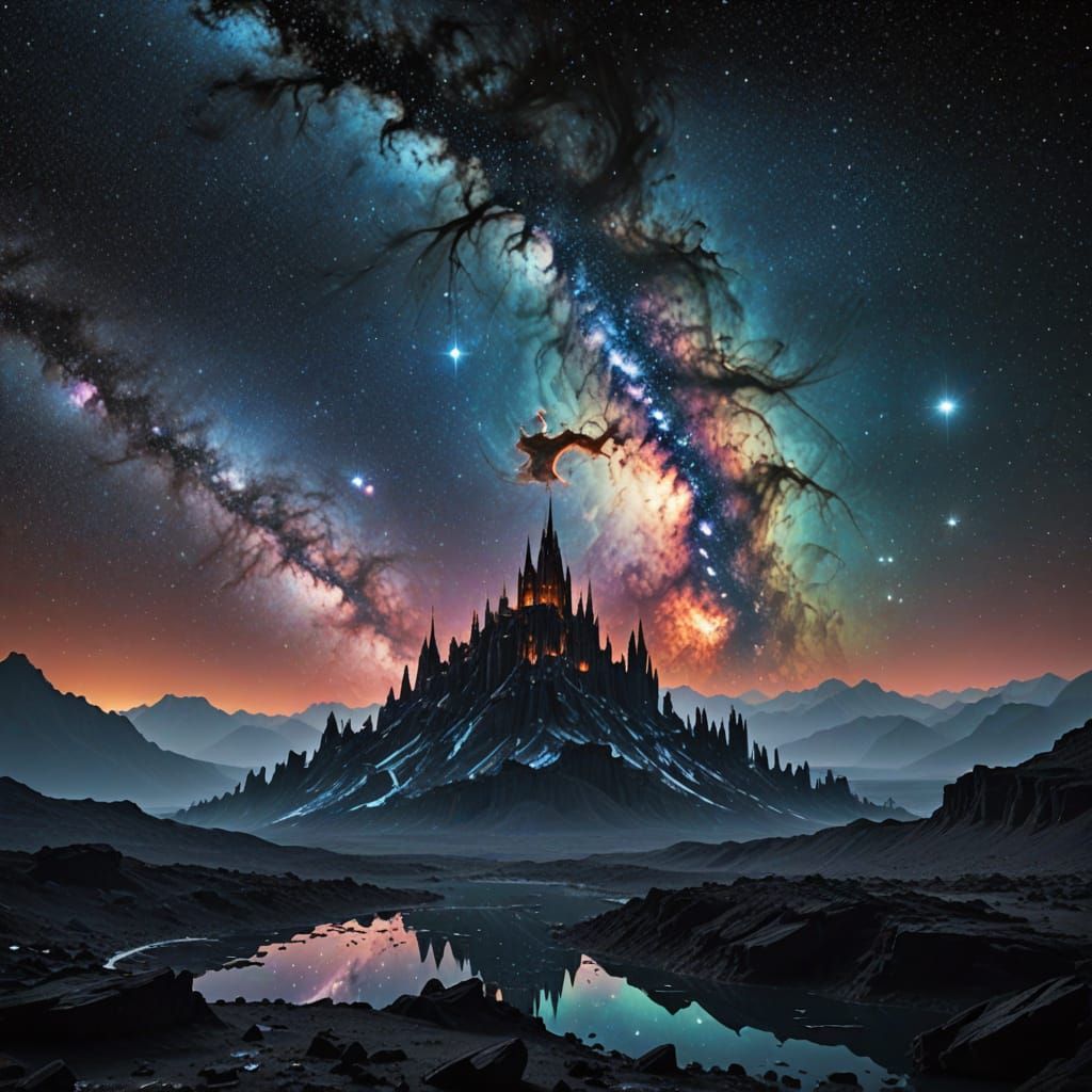 Colossal Cosmic Entity in Stained Glass Style