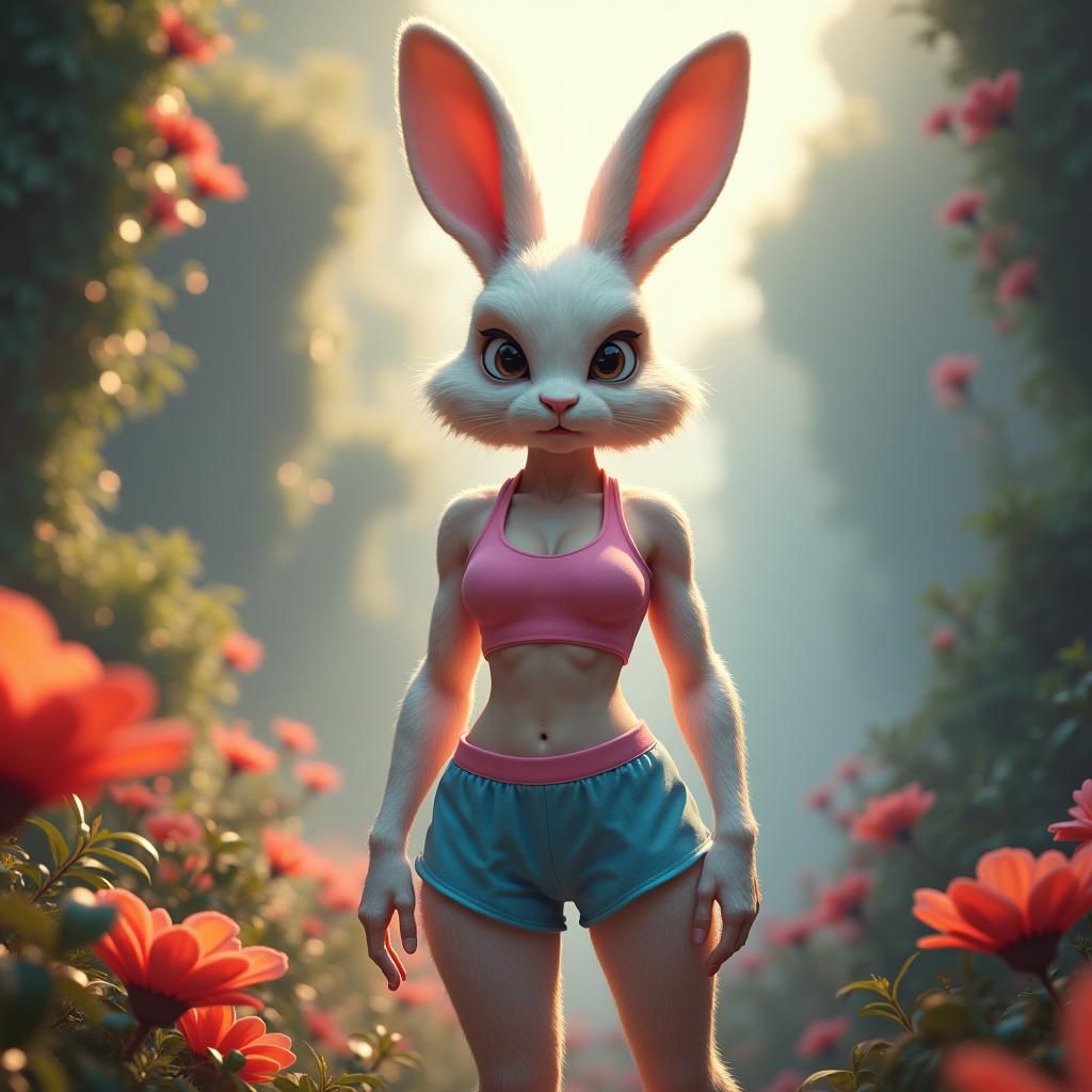 Anthropomorphic Bunny Rabbit in Dreamlike Fantasy Art