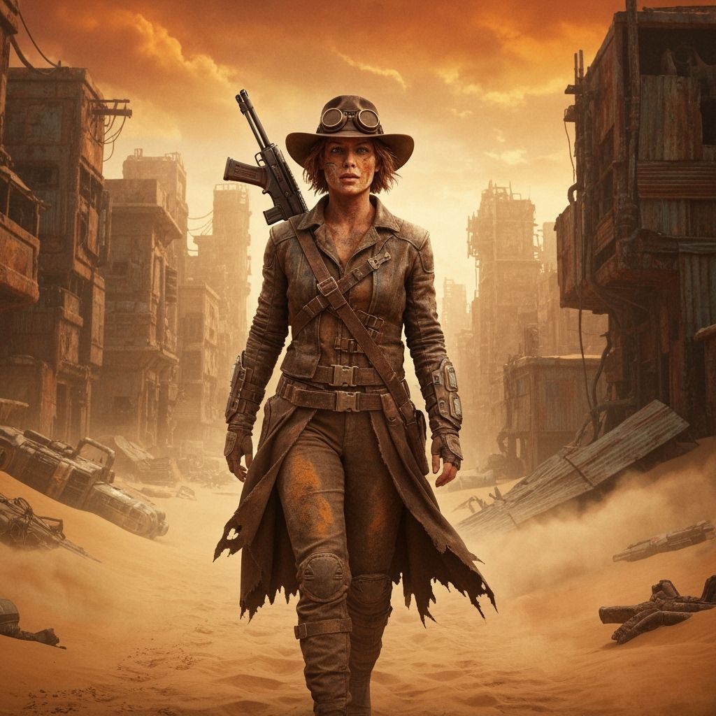 Desertpunk Woman in Apocalypse City, Kubrick/Villeneuve Styl...