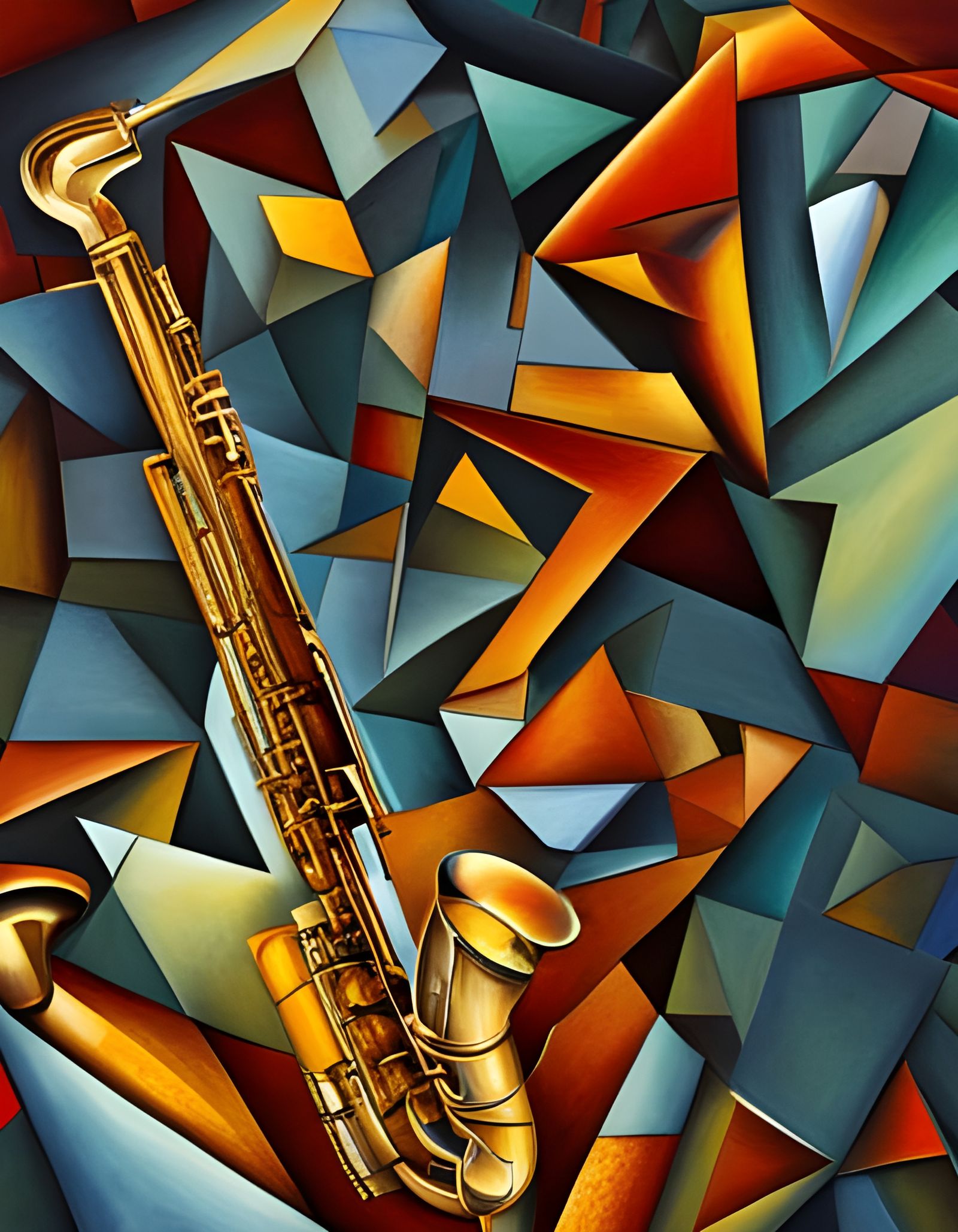 Cubist Saxophone Art