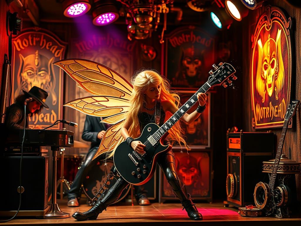 Motörhead Steampunk Dollhouse with Fairy Guitarist