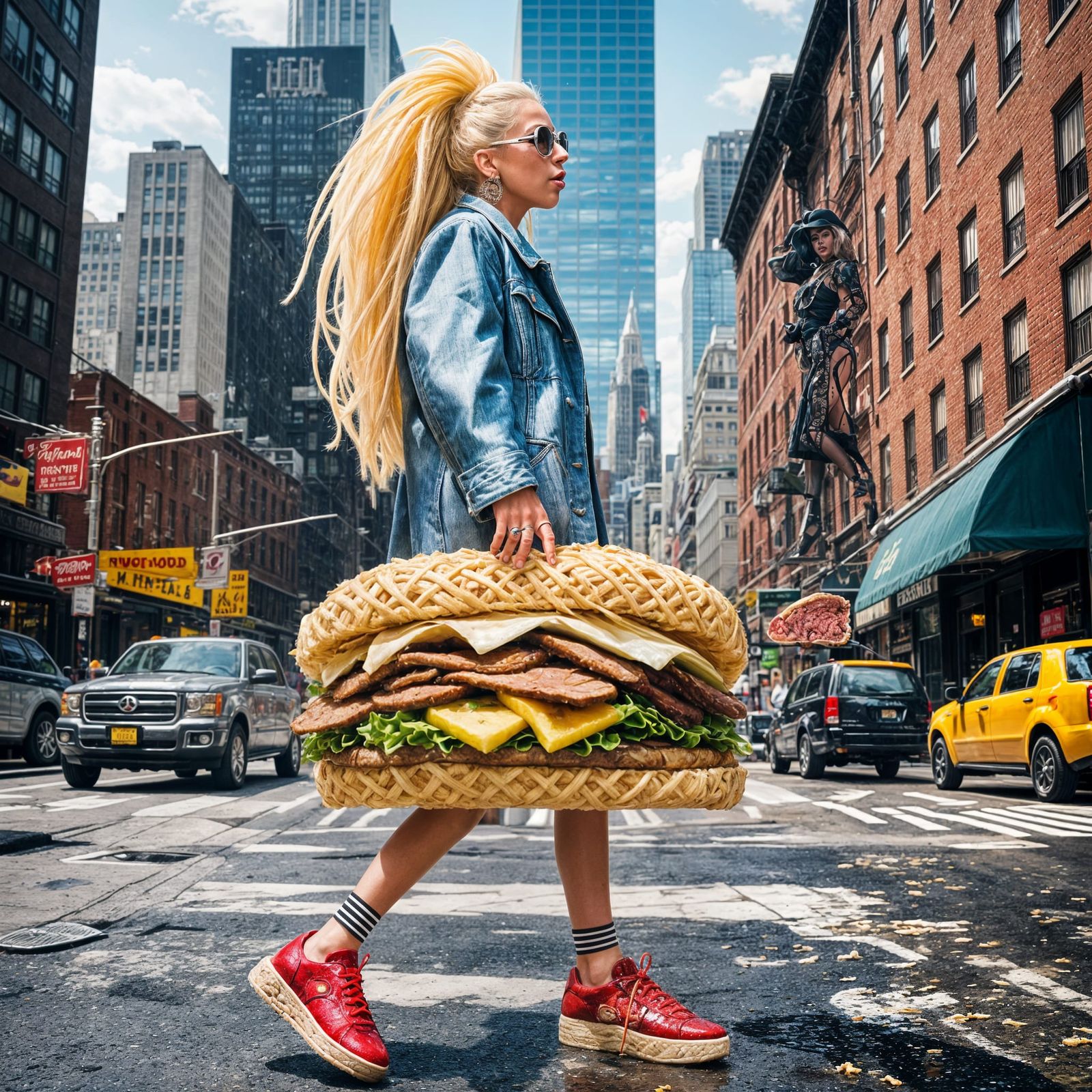 Lady Gaga Walks Sandwich in New York