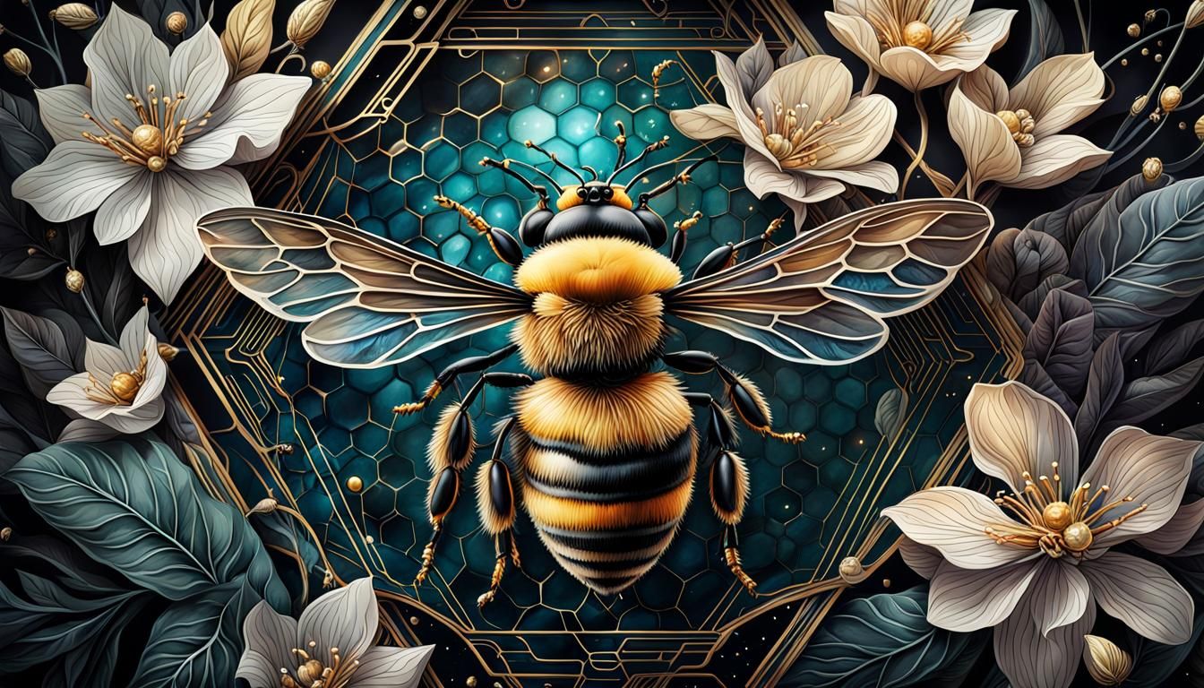 Art Deco Bee Nest Digital Painting