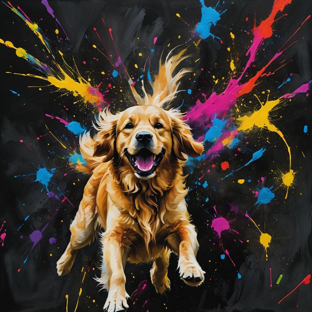 Golden Retriever in Abstract Expressionist Style