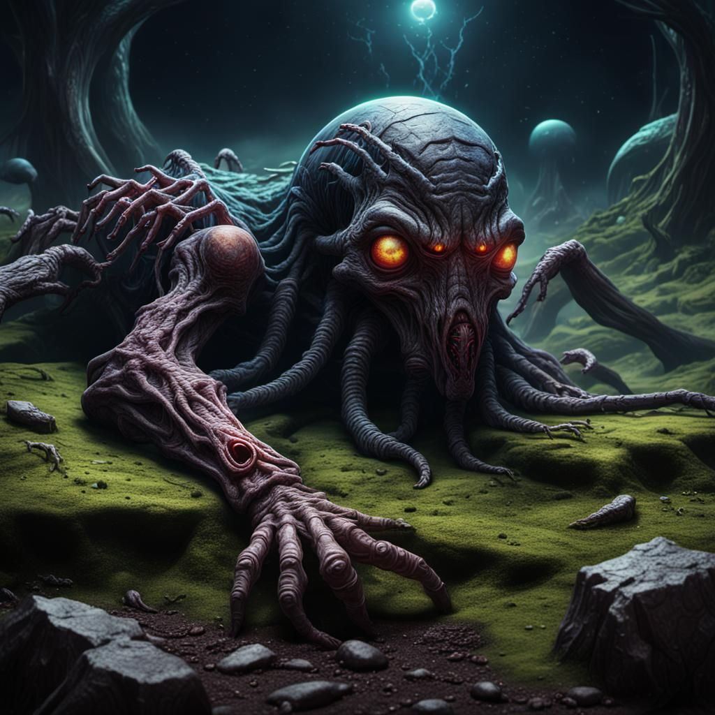 Demonic Extraterrestrial in Detailed Matte Painting