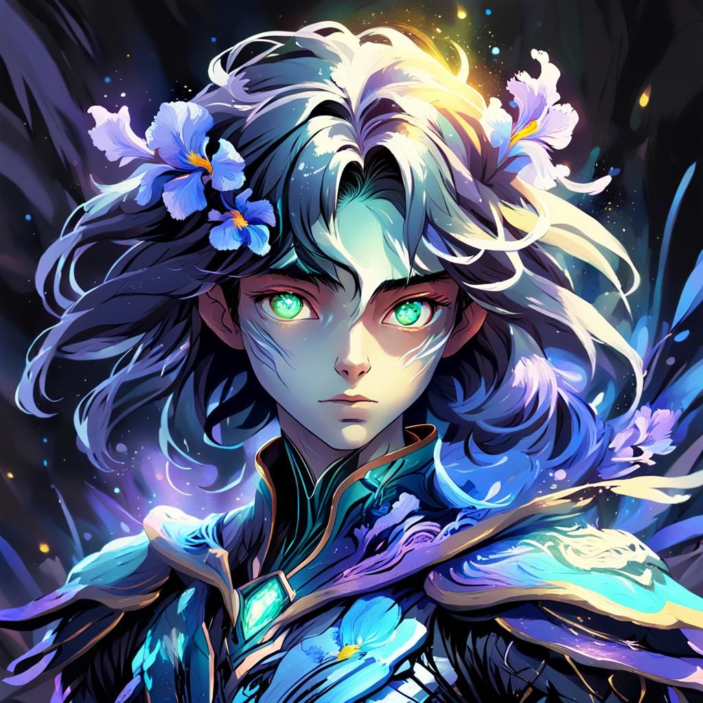 Mystical Figure Portrait in Anime-Inspired Digital Art