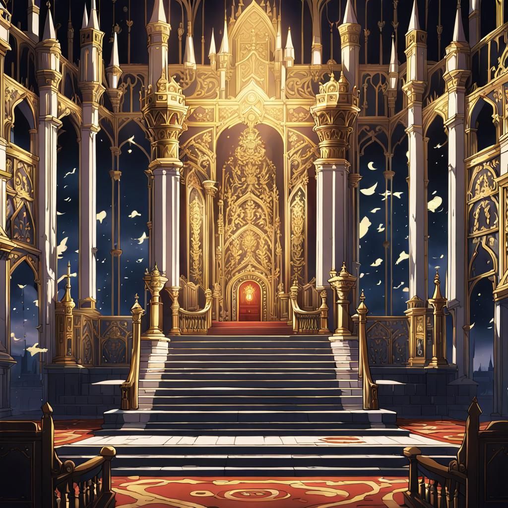 Empty Throne Room in Anime Style