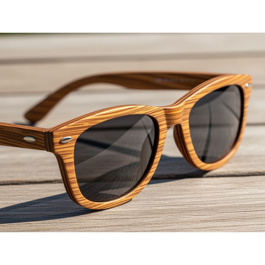 Stylish Wooden Sunglasses with Natural Grain Texture