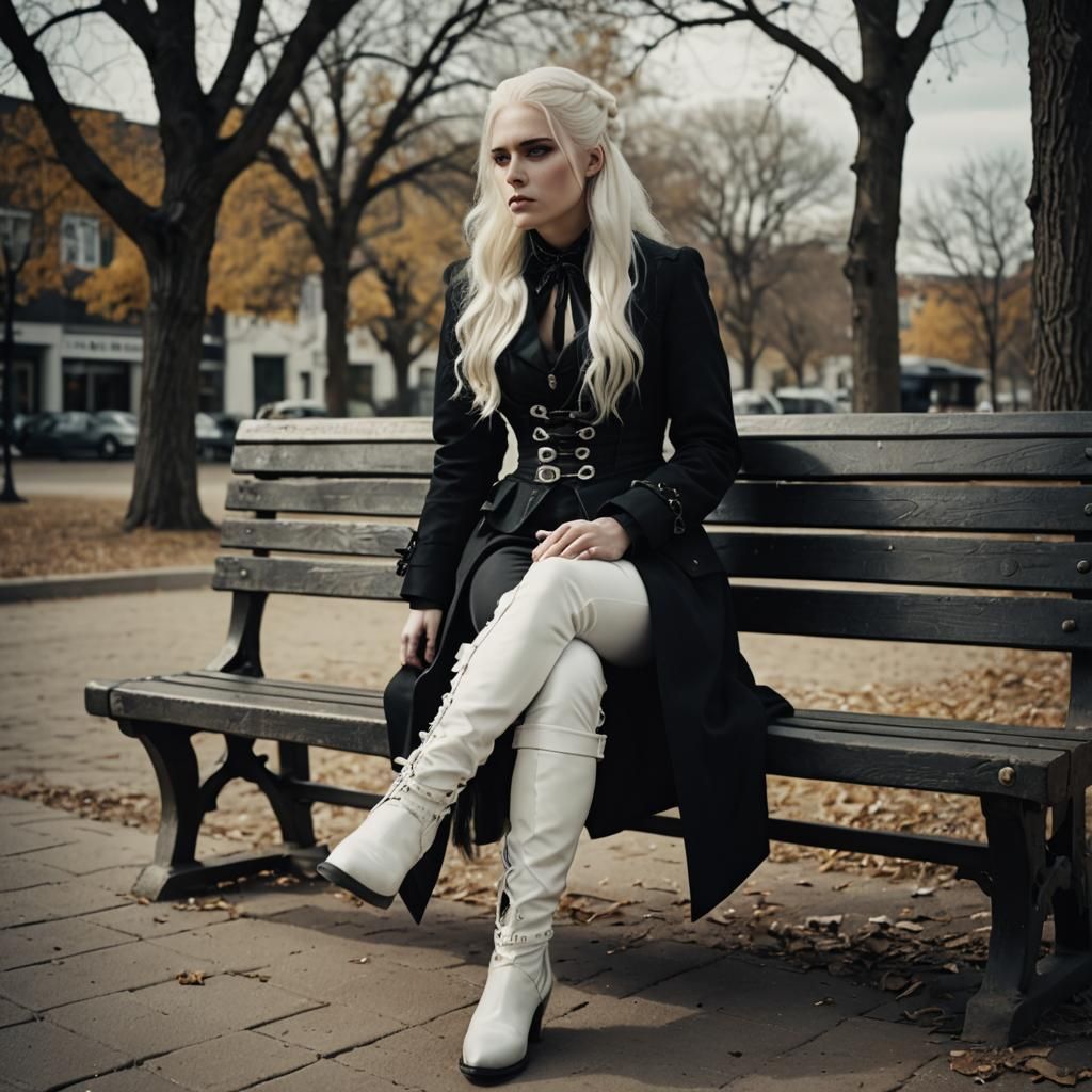 Girl in Black Coat: Cinematic Western Film Still