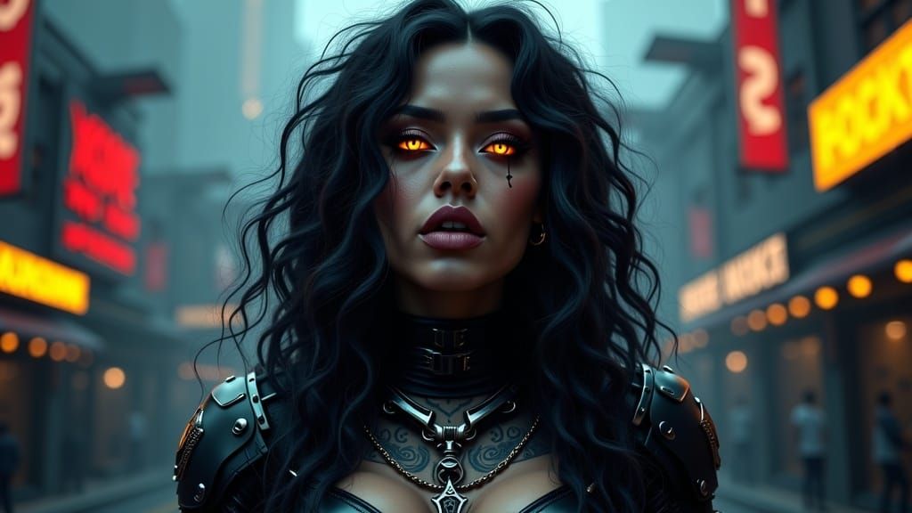 Latina Biker Portrait in Photorealistic Fine-Art Style