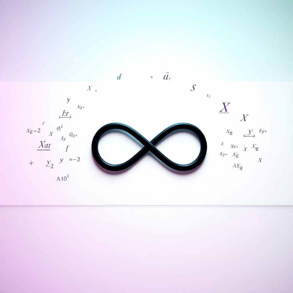 Infinity Symbol with Neon Mathematical Sketches