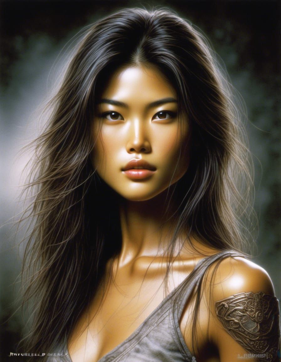 Detailed Portrait of Grace Park in Royo Style
