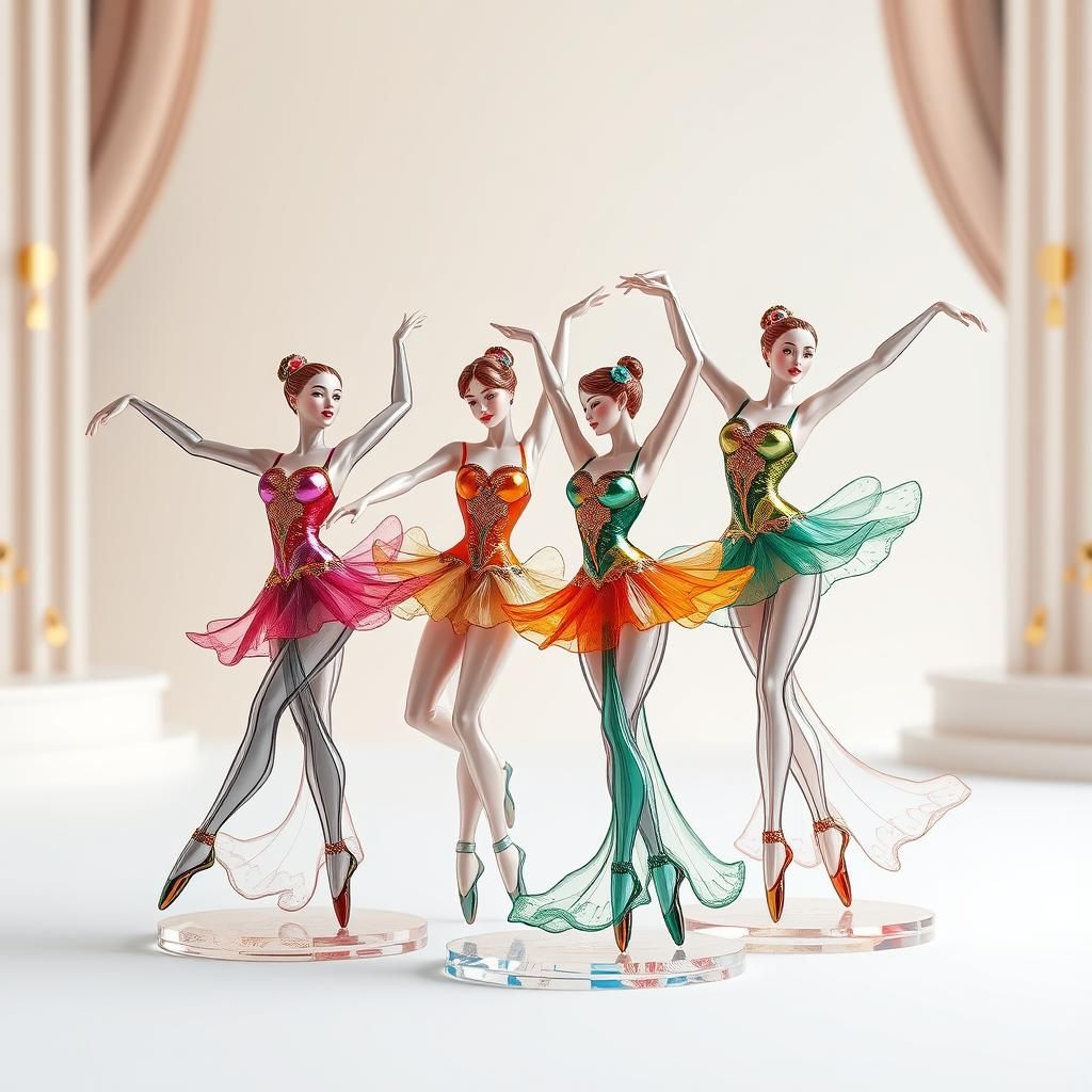 Crystal Ballerinas in Art Nouveau Style
