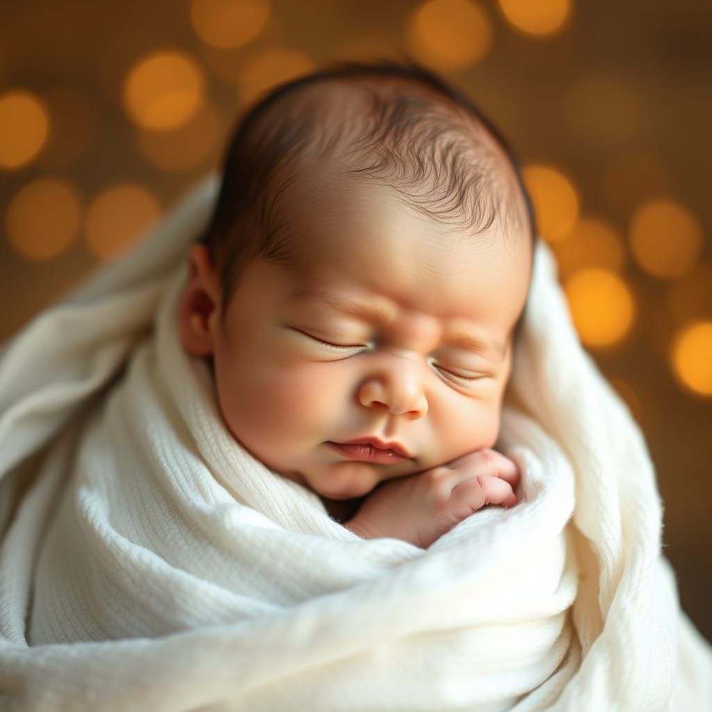Serenely Wrapped Newborn, Soft Light and Delicate Details