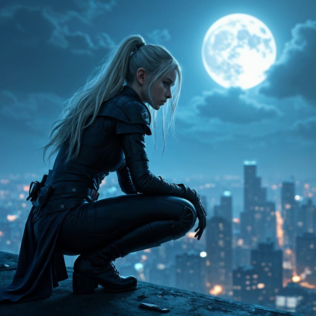 Hyper-Realistic Elven Assassin in Cyberpunk Cityscape