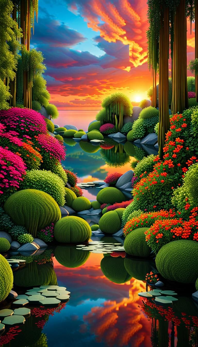 Liquid Chrome Waterfall in Hyperrealistic Digital Art