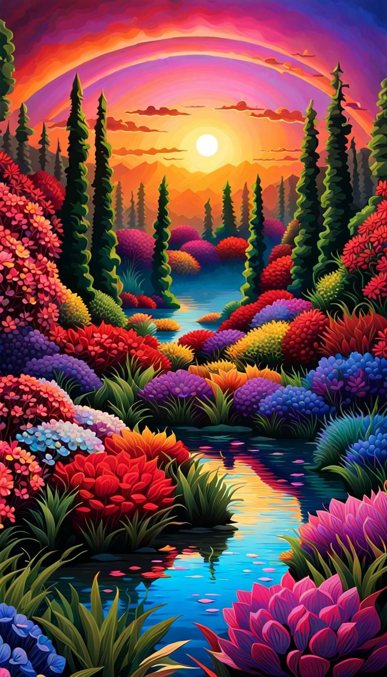 Liquid Chrome Hexagons in Hyperrealistic 3D Landscape