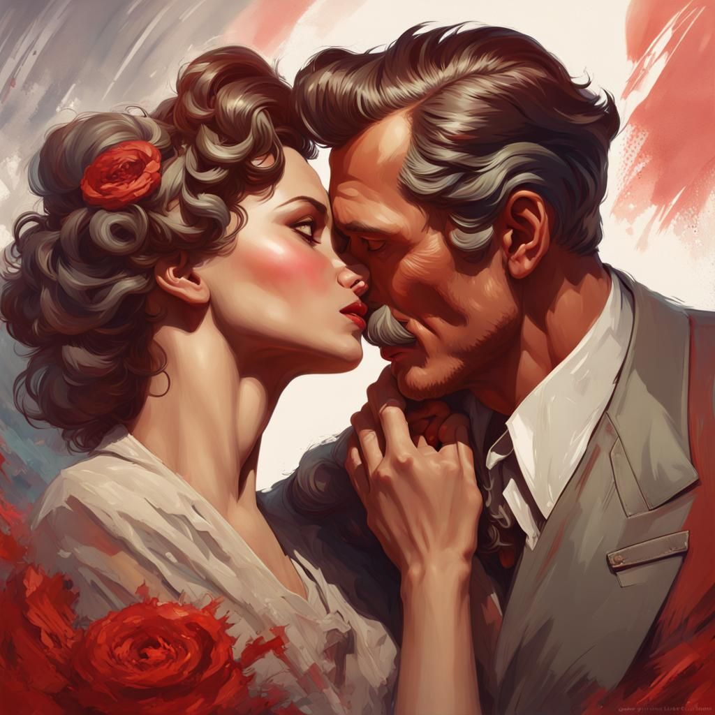 Romantic Kiss in Soviet Hollywood, Detailed Portrait