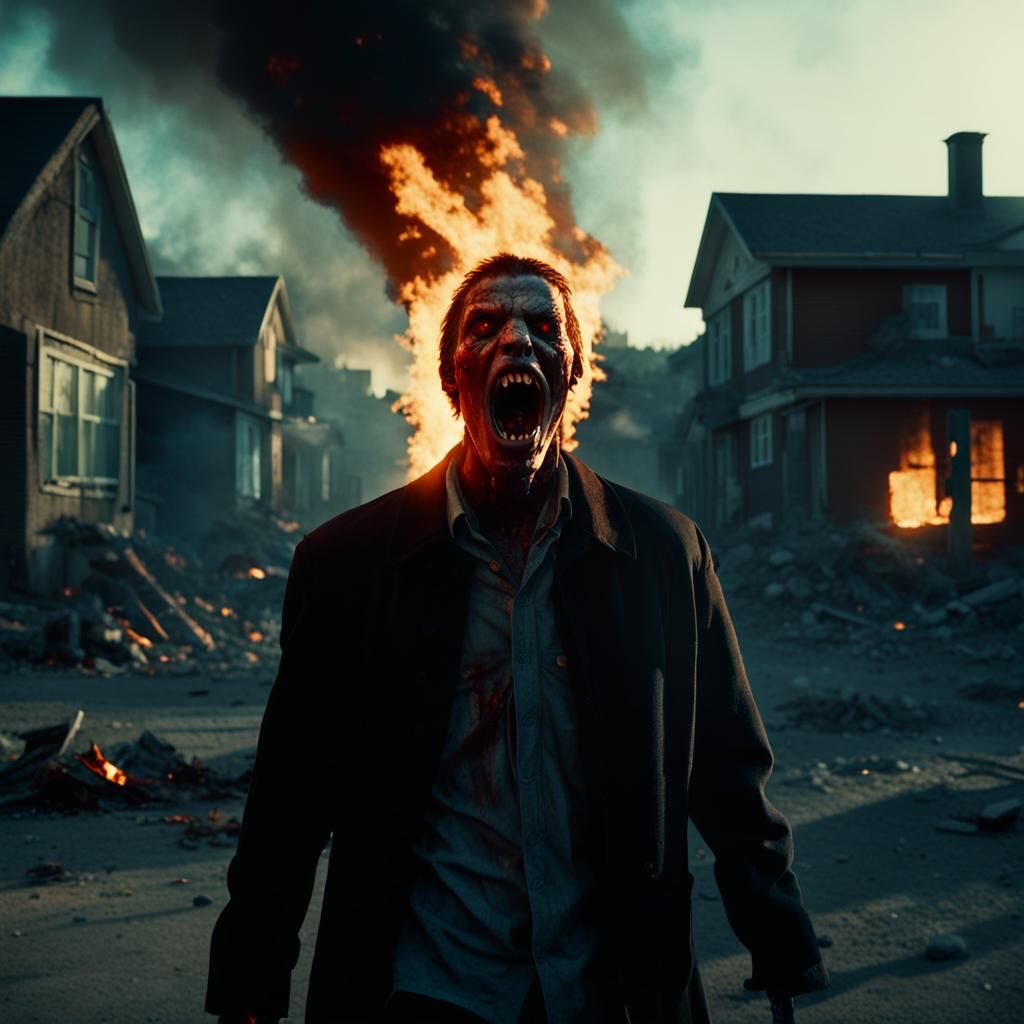 Vampire's Fiery Demise: Horror Film Still