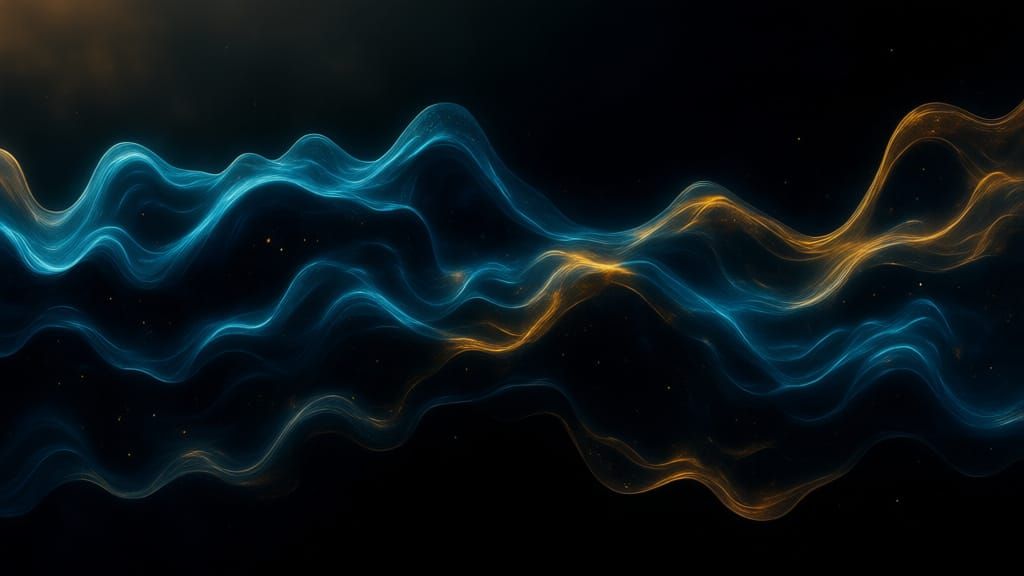 Abstract Luxury Wavy Pattern in Black Gold and Blue