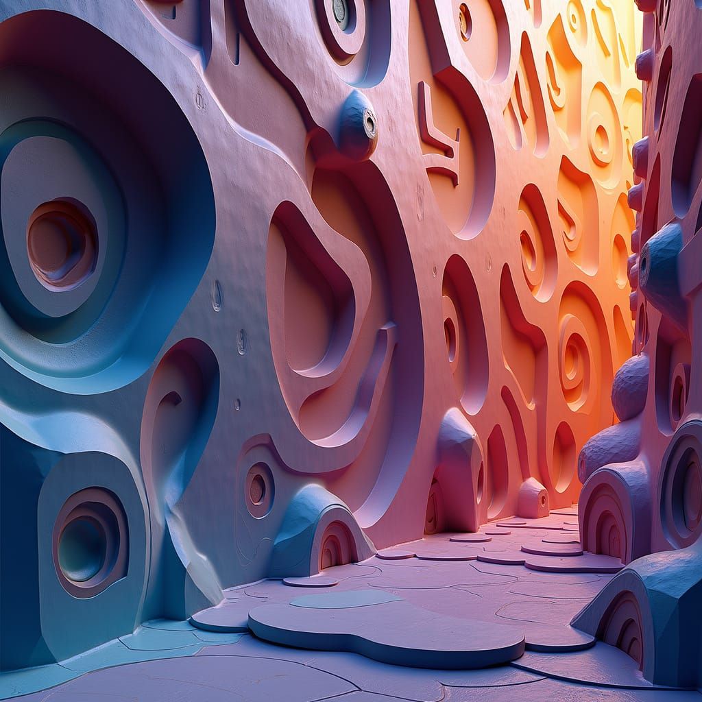 Psychedelic Polygon Wall in Geometric Abstract Art