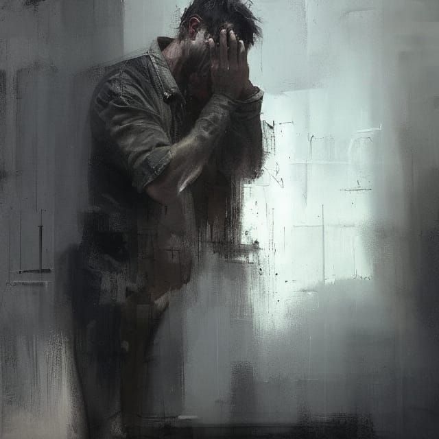 Sad Man Portrait in Jeremy Mann Style