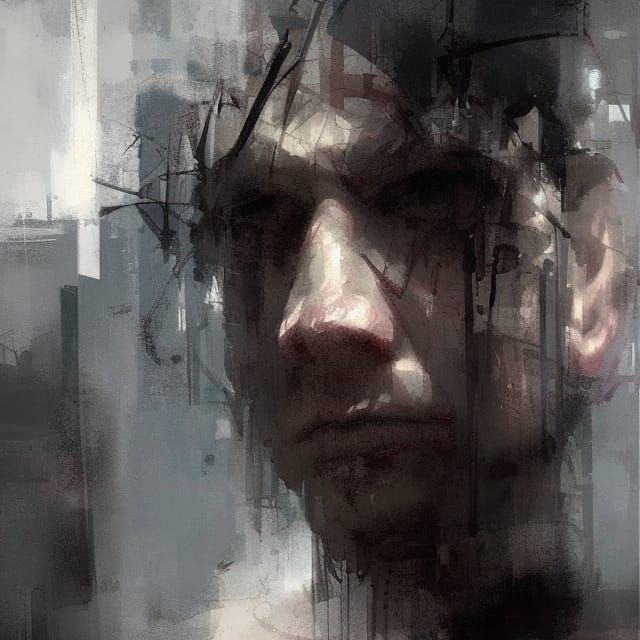 Sad Man Portrait in Expressive Style