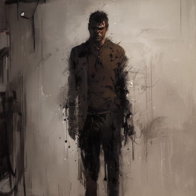 Sad Man Portrait in Expressive Style