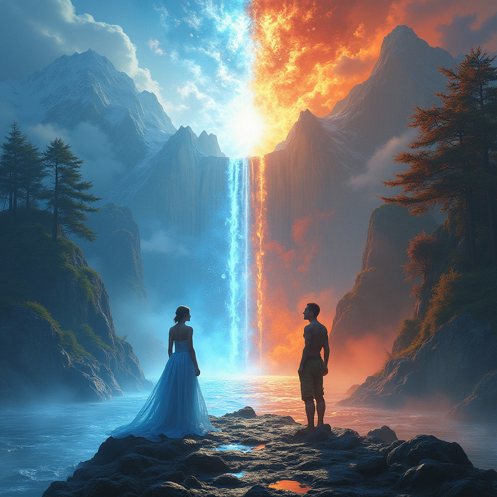 Mystical Barrier Separates Realms of Water and Fire