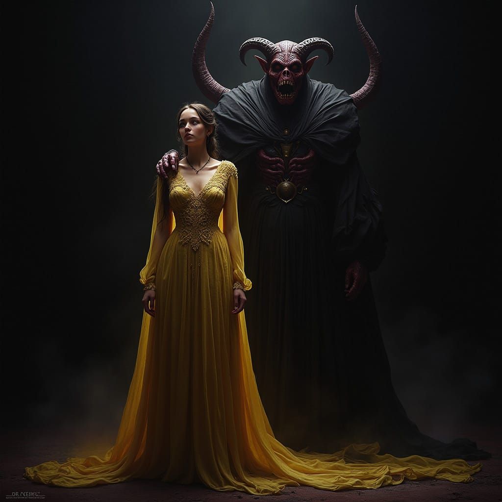 Regal Figure Surrounded by Dark Fantasy