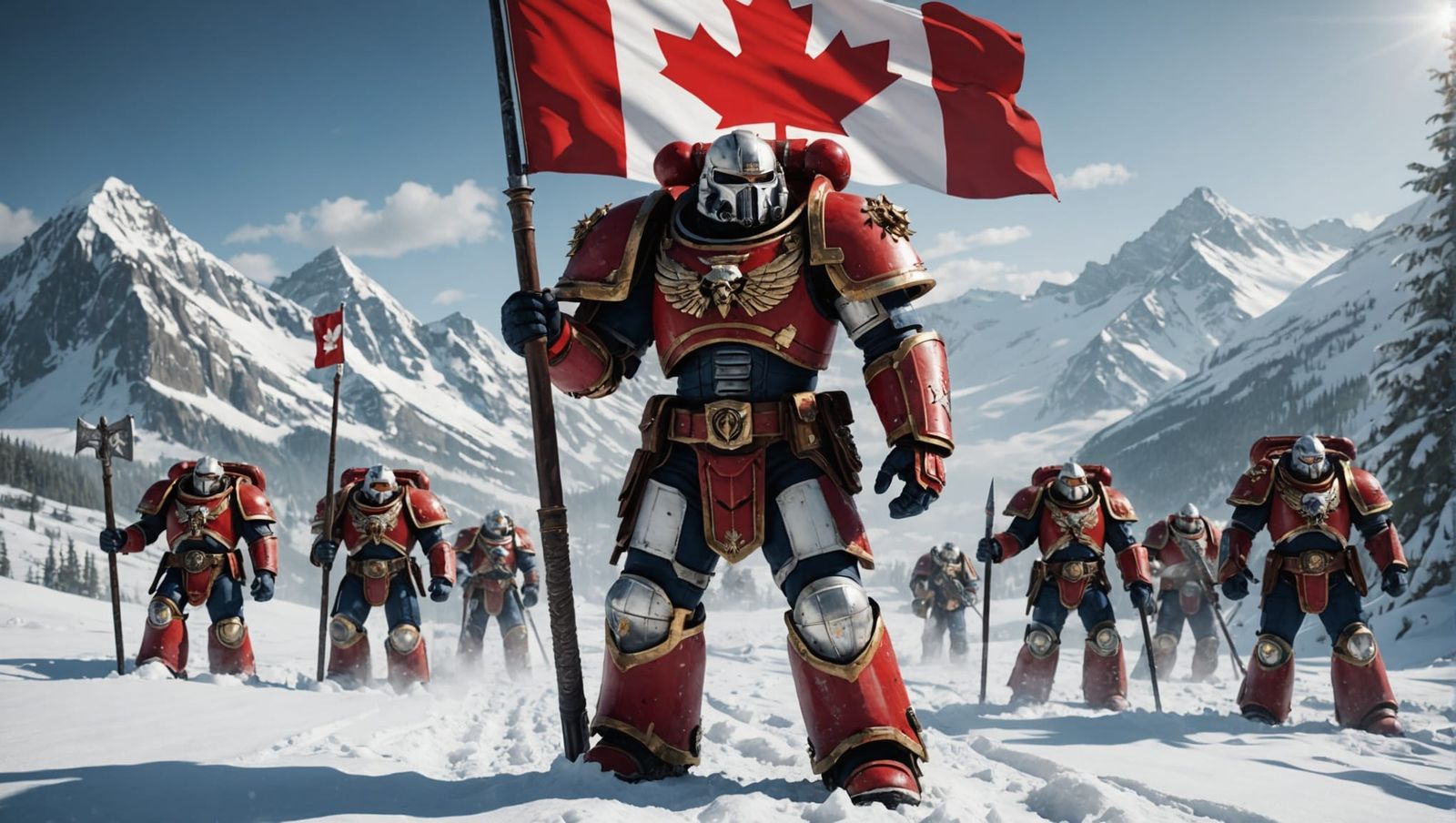 Warhammer Space Marine Army with Canadian Flag