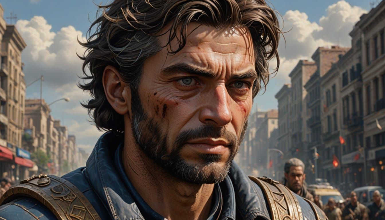 Epic Hyper-Realistic Portrait of a Tough Guy