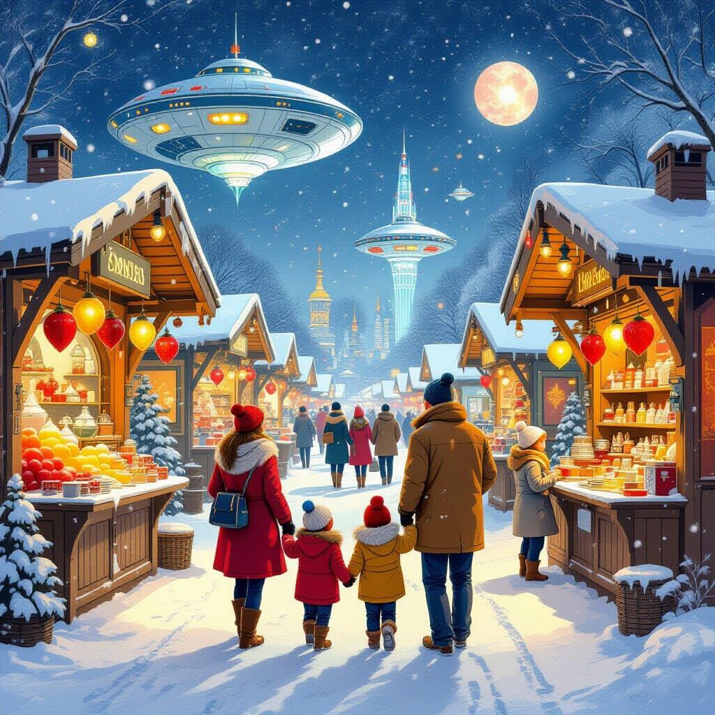 Retro-Futuristic Space City Christmas Market
