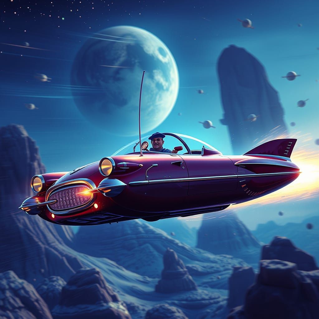 George Jetson in Futuristic Flying Car