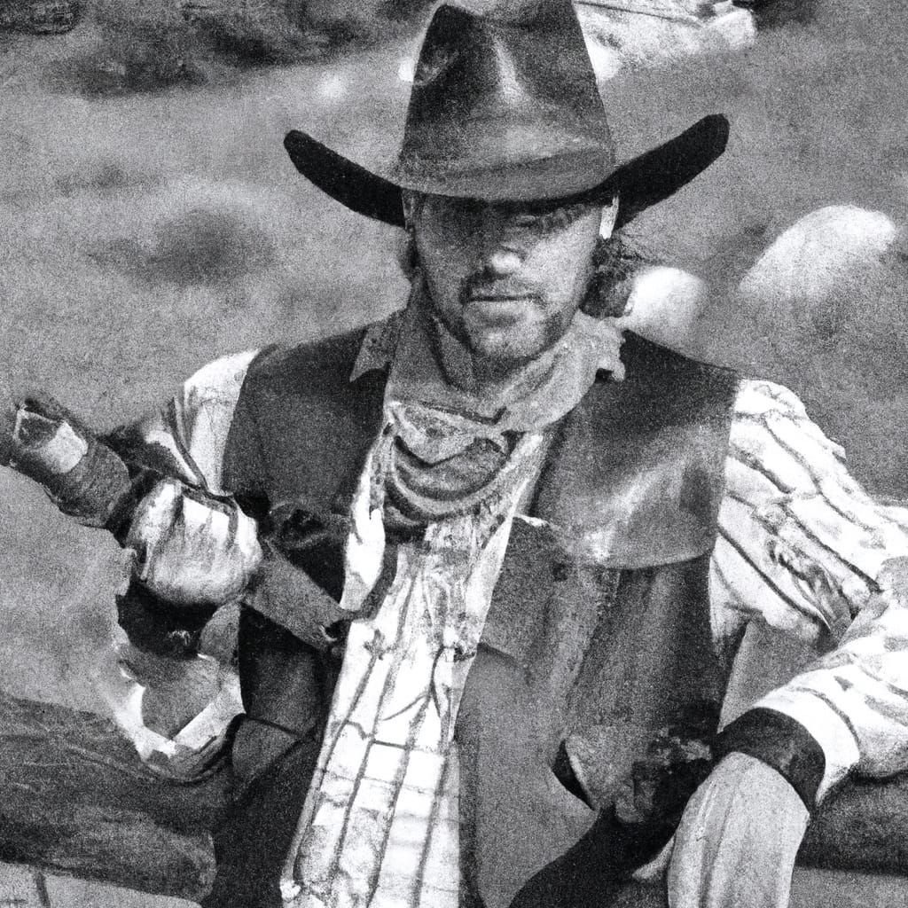 Wild West Gunslinger with Submachine Gun Photo