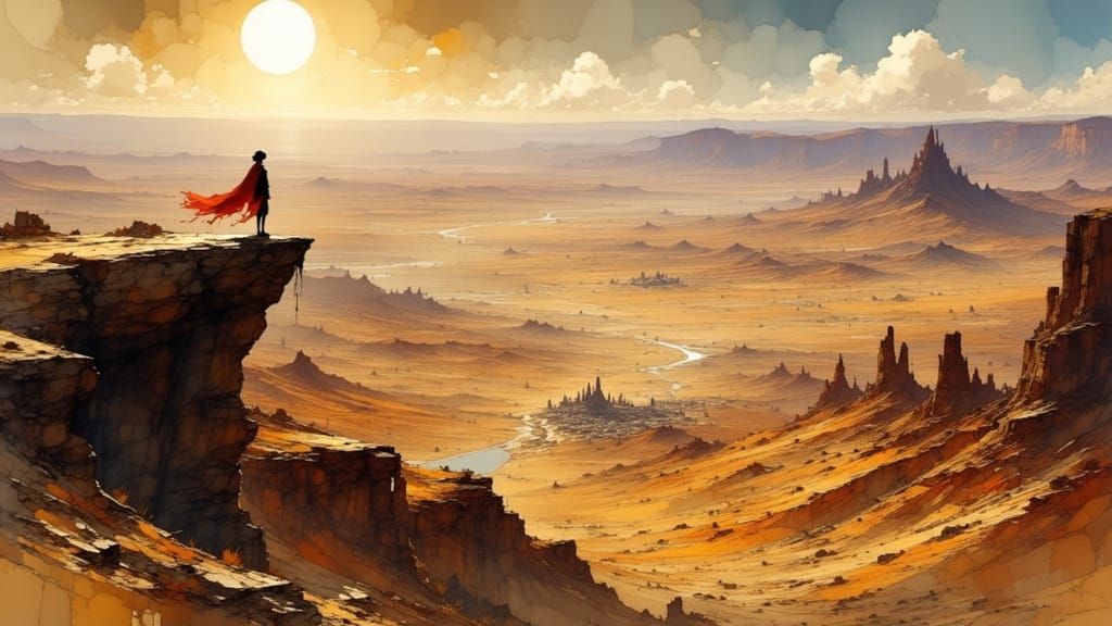 Expansive Desert Landscape with Abandoned Towns