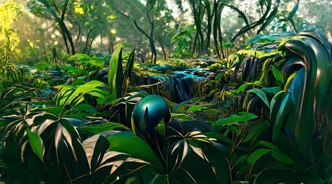 Exotic Jungle Scene with Alien Flora