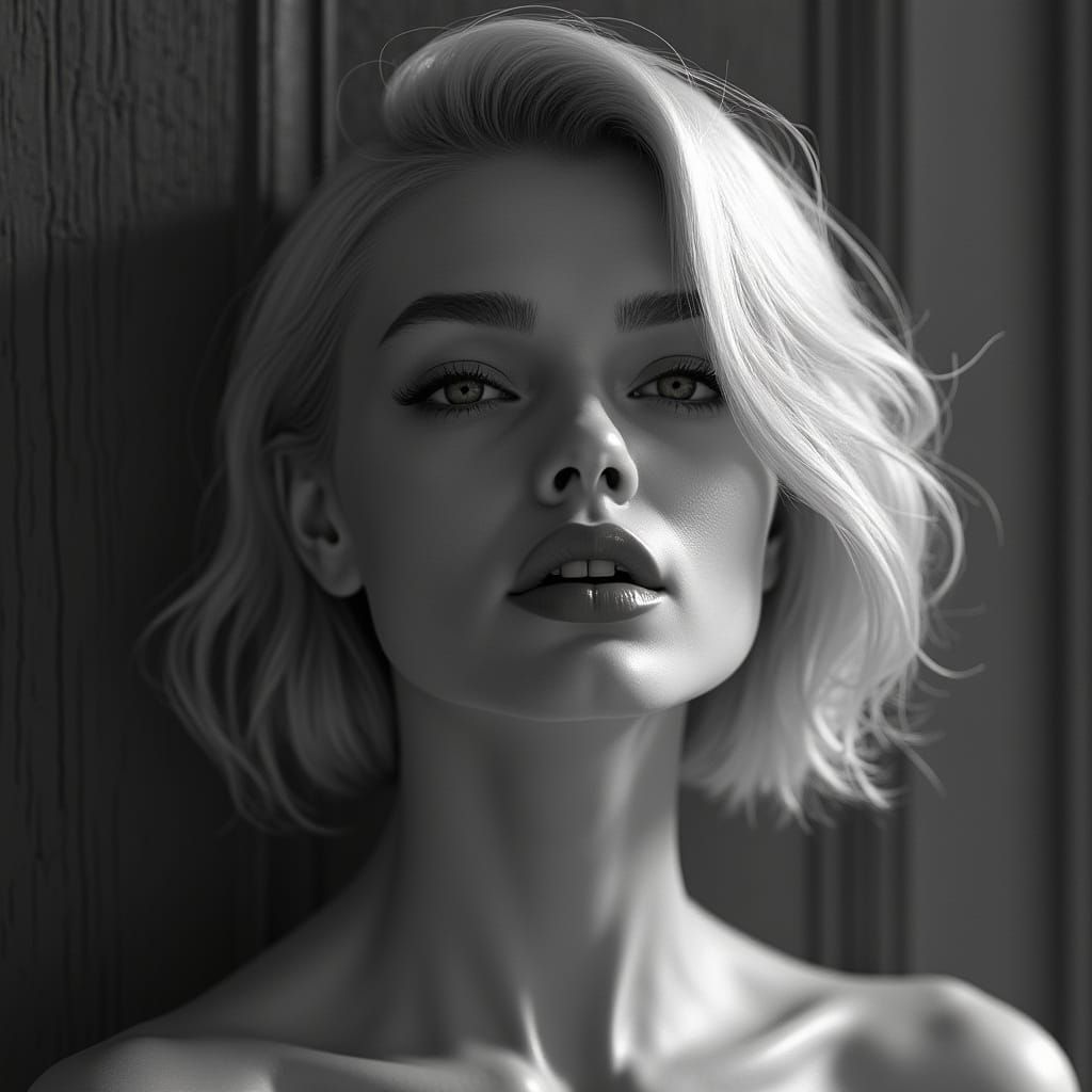 Luxurious Black and White Portrait in Helmut Newton Style