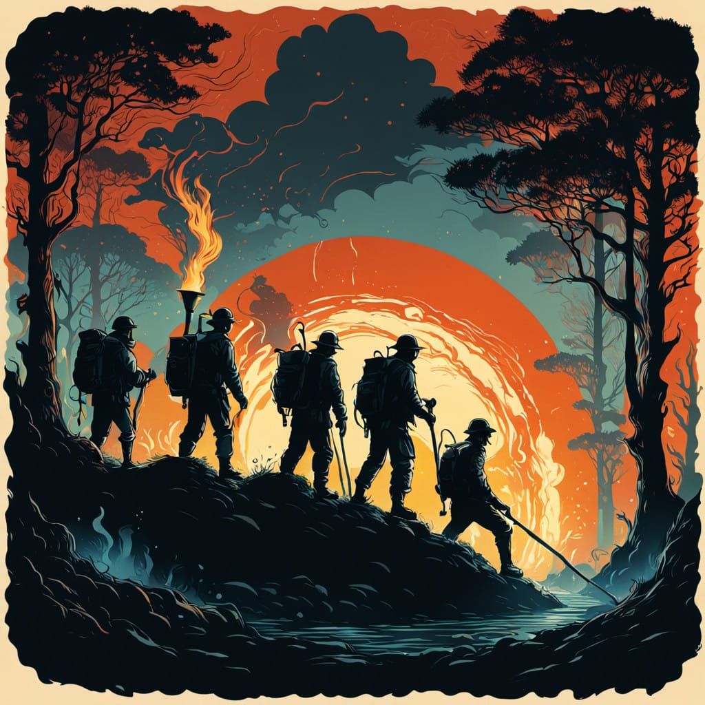 Shadowy Warriors March into the Night