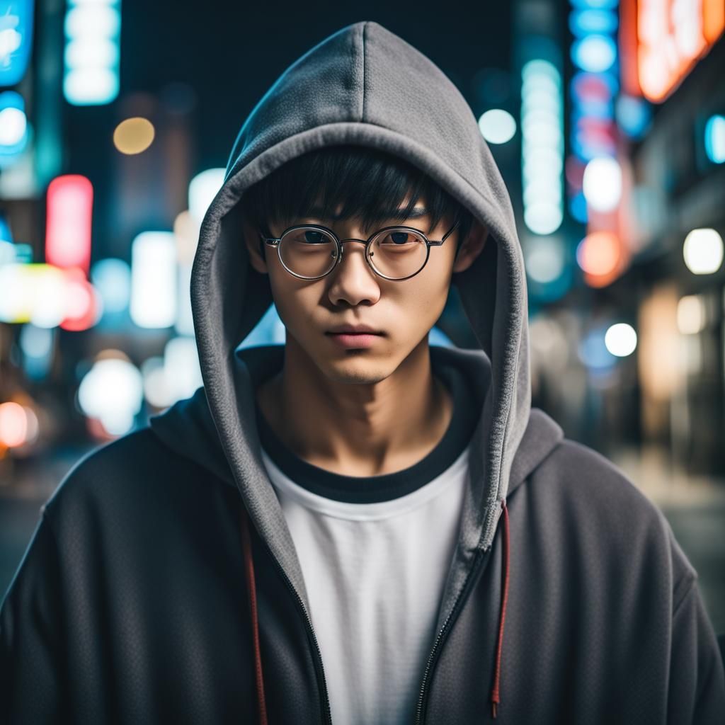 Cyberpunk Twink Boy in Japan Night City