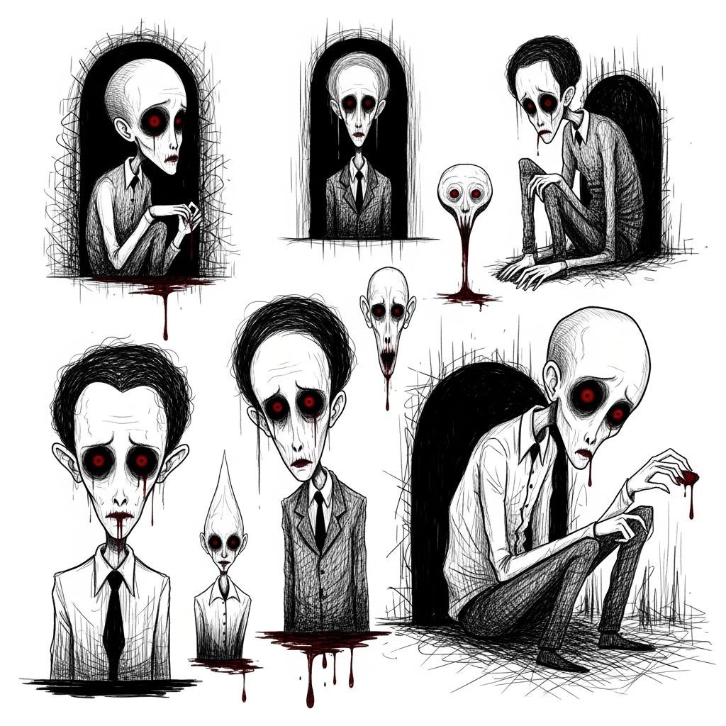 Macabre Sketches in Gothic Horror Style