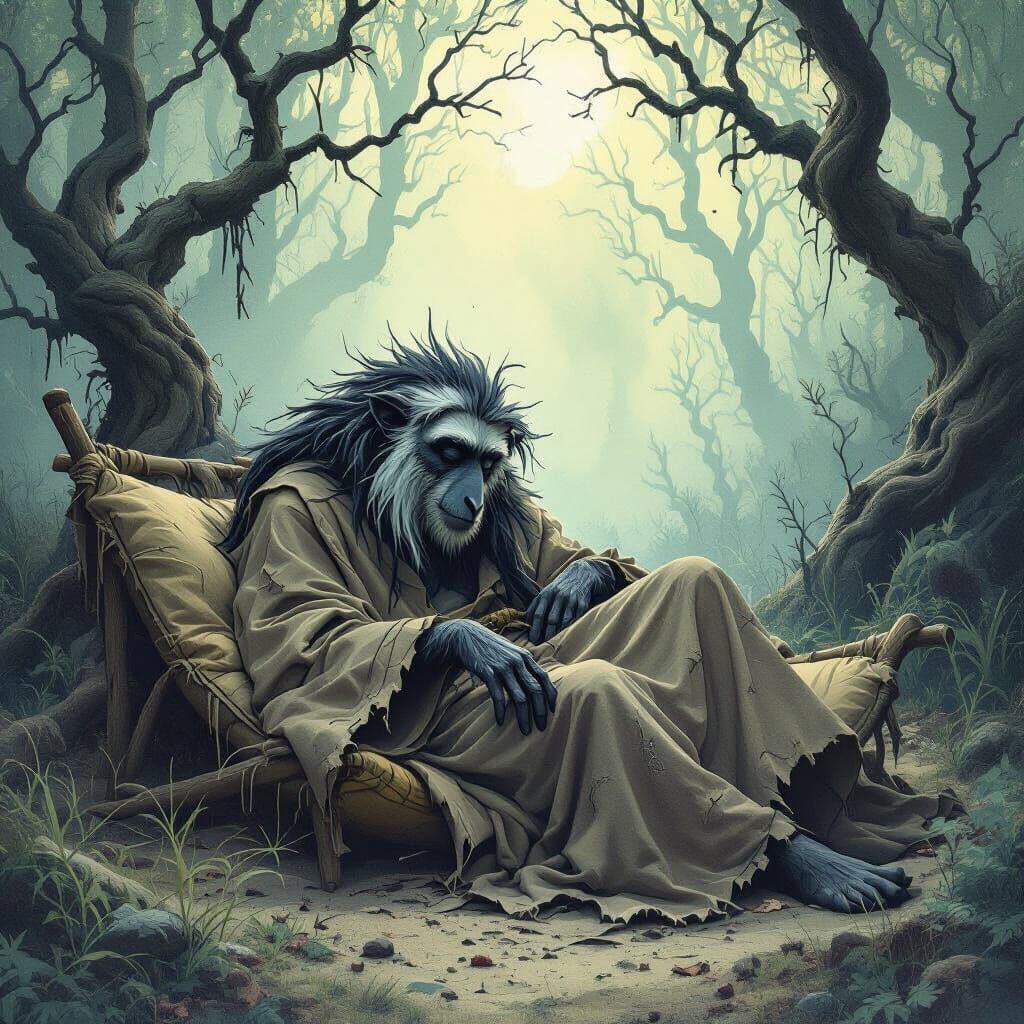 Rafiki in Gothic Forest, Digital Art