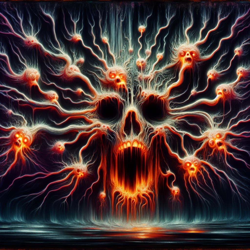 Bioluminescent Nervous System Displaying Insanity, in Romant...