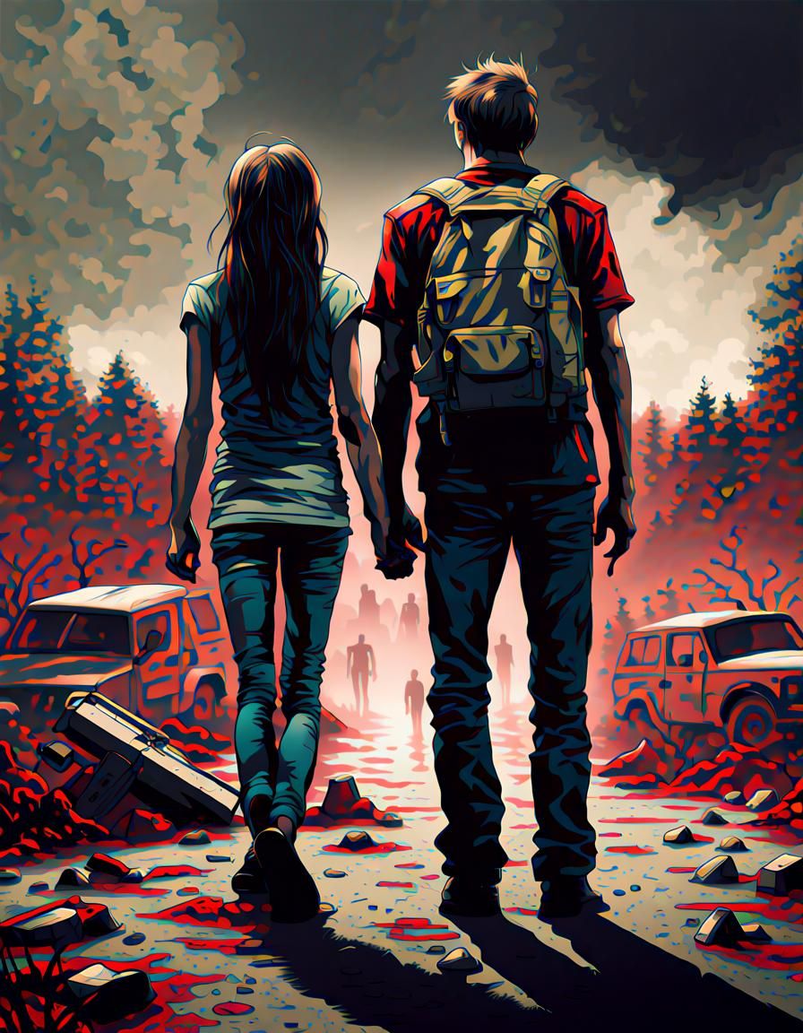 Young Couple Survivors in a Desolate Zombie Apocalypse