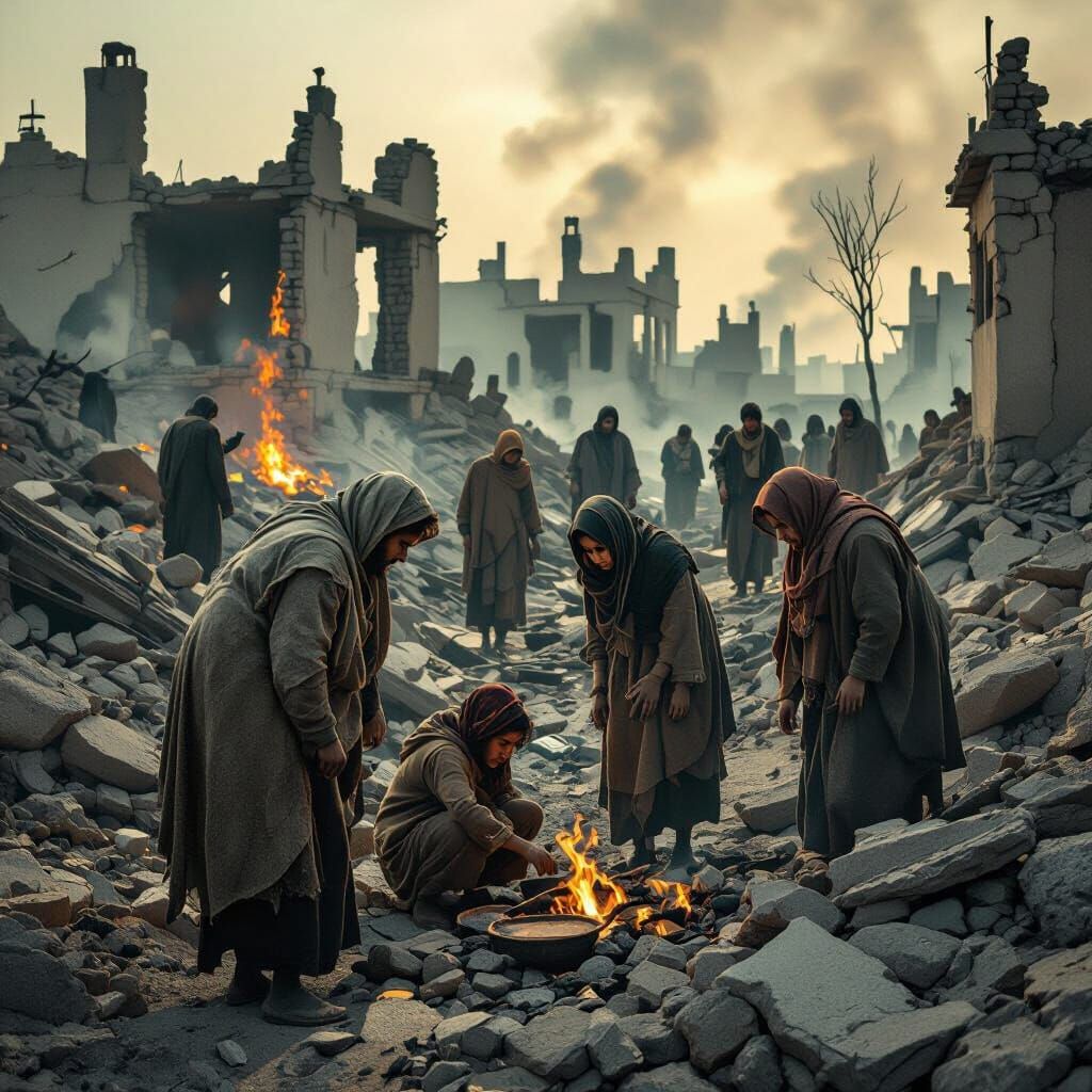 Villagers Search Rubble After Drone Attack